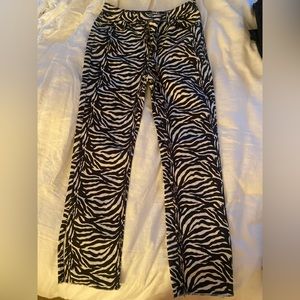Zebra print kick flare jeans
